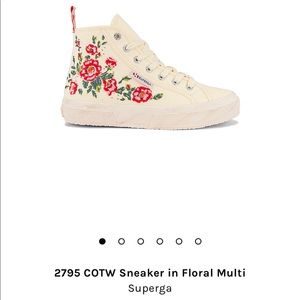 Superga White Floral Embroidery Sneakers
